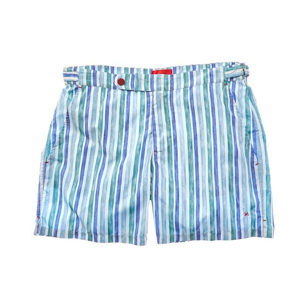 Isaia Mens  Print Swim Trunk, Blue